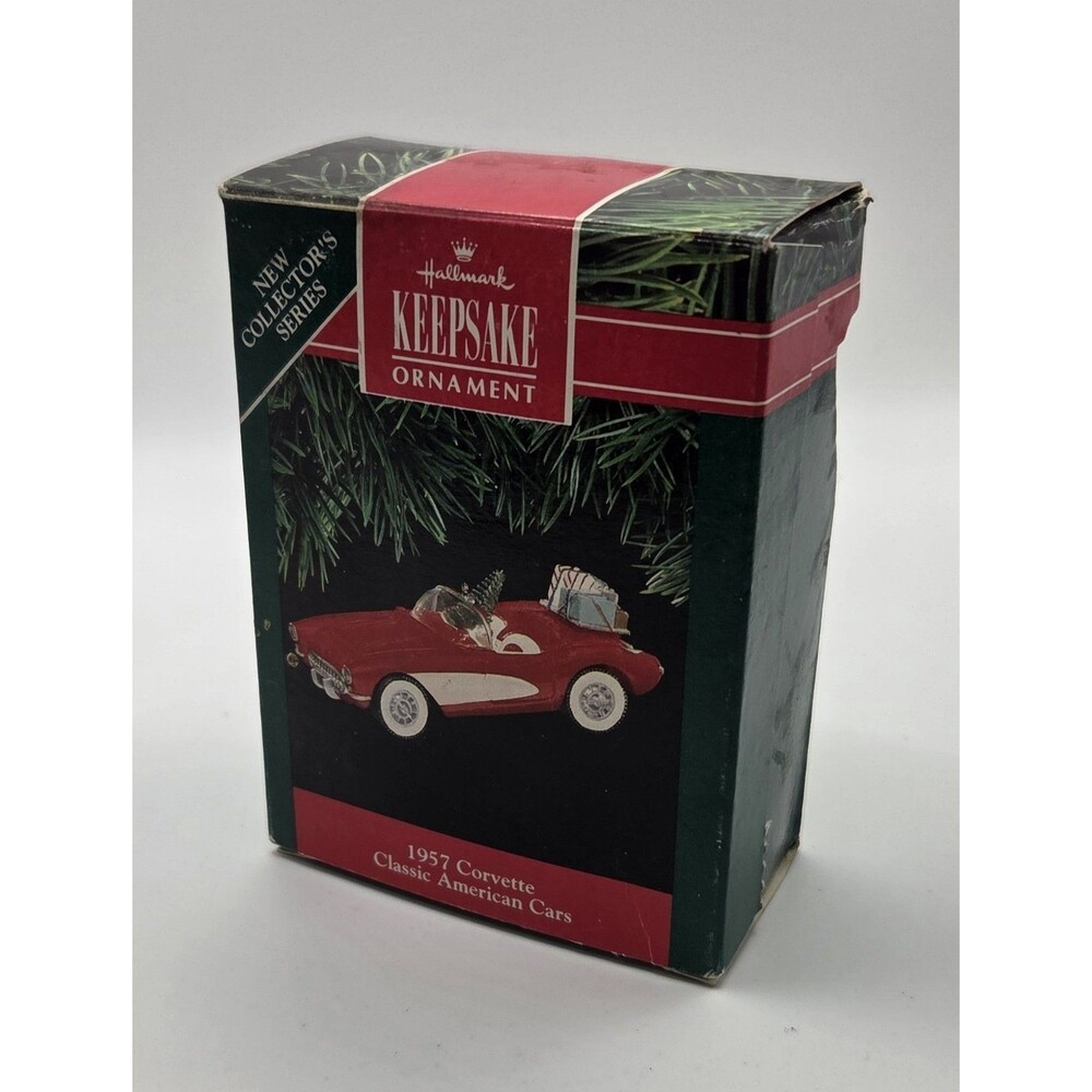 VTG 1957 Chevrolet Corvette Hallmark Keepsake Ornament Open Box 1991 Christmas